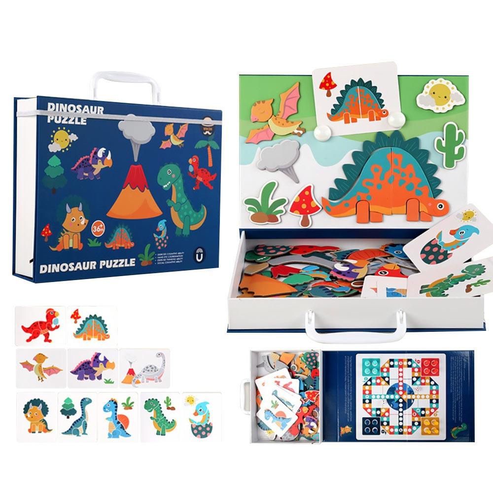 Wood Magnetic Stickers Toys Cartoon Pattern Montessori Games Jigsaw Puzzle  Early Educational