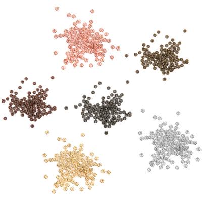 100x Schneeflockenblumen-Abstandshalter-Perlen Charms Schmuck DIY Bastelbedarf 4mm
