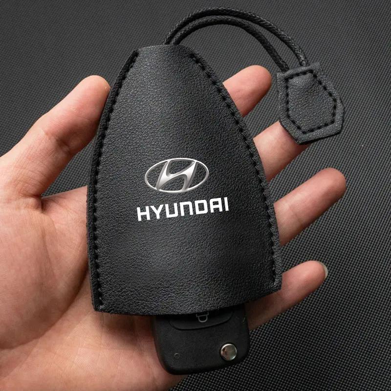 1Pcs Car Key Protection Shell Bag Car Key Case Cover Car Keychain For Hyundai Logo IX35 Bayon Kona I30 ElantraSolaris Palisade