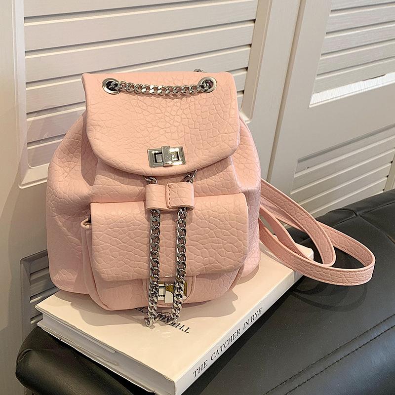 Small Bag Chain Backpack Dámská špičková všestranná školní taška Travel Bucket Backpack
