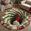 Tappeto per Area ad Alto Traffico 3D Natale Babbo Natale Gnomo Trapuntato Tondo Tappetino per Pavimento Decorazione Ottica Incantevole Illusione Pattern di Profondità Decorativo per