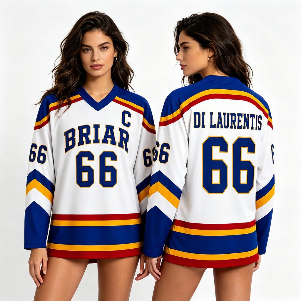 Unisex Langarm Eishockey Trikot Nummer 44 Briar Graham Design Klassische Sportbekleidung für Damen und Herren Bequeme Passform