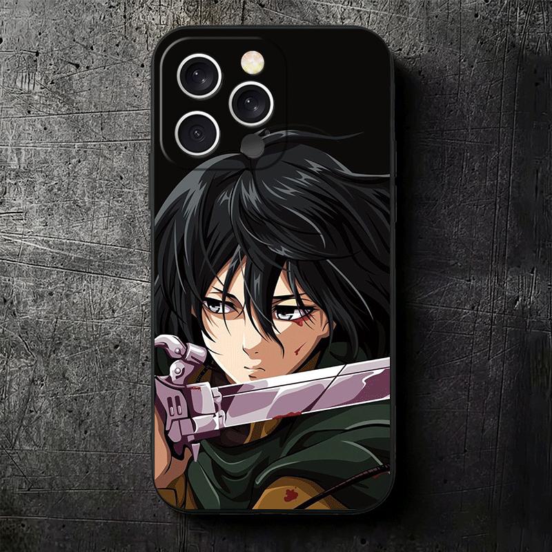 A-Attack On T-Titan Mikasa Soft Phone Case for iPhone 16 16E 17 Air 15 Pro Max 14 Plus 13 Mini 11 12 7 Black Cover Back Shell