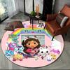 Tappeto Rotondo Tondo Cartone Animato 3D Carino Casa delle Bambole di Gabby Ragazza, Tappeto per Soggiorno Camera da Letto Divano Stanza dei Giochi Decorazione, Tappetino Antiscivolo per Bambini