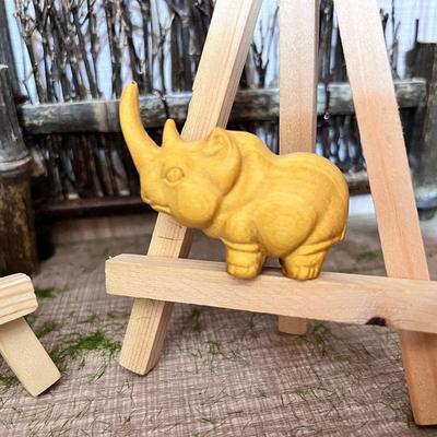 1Pc Manual Wood Carving Wooden Product Rhino Hippo Elephant Room Home Decor Car Ornaments Decoration Sculptures & Figurines