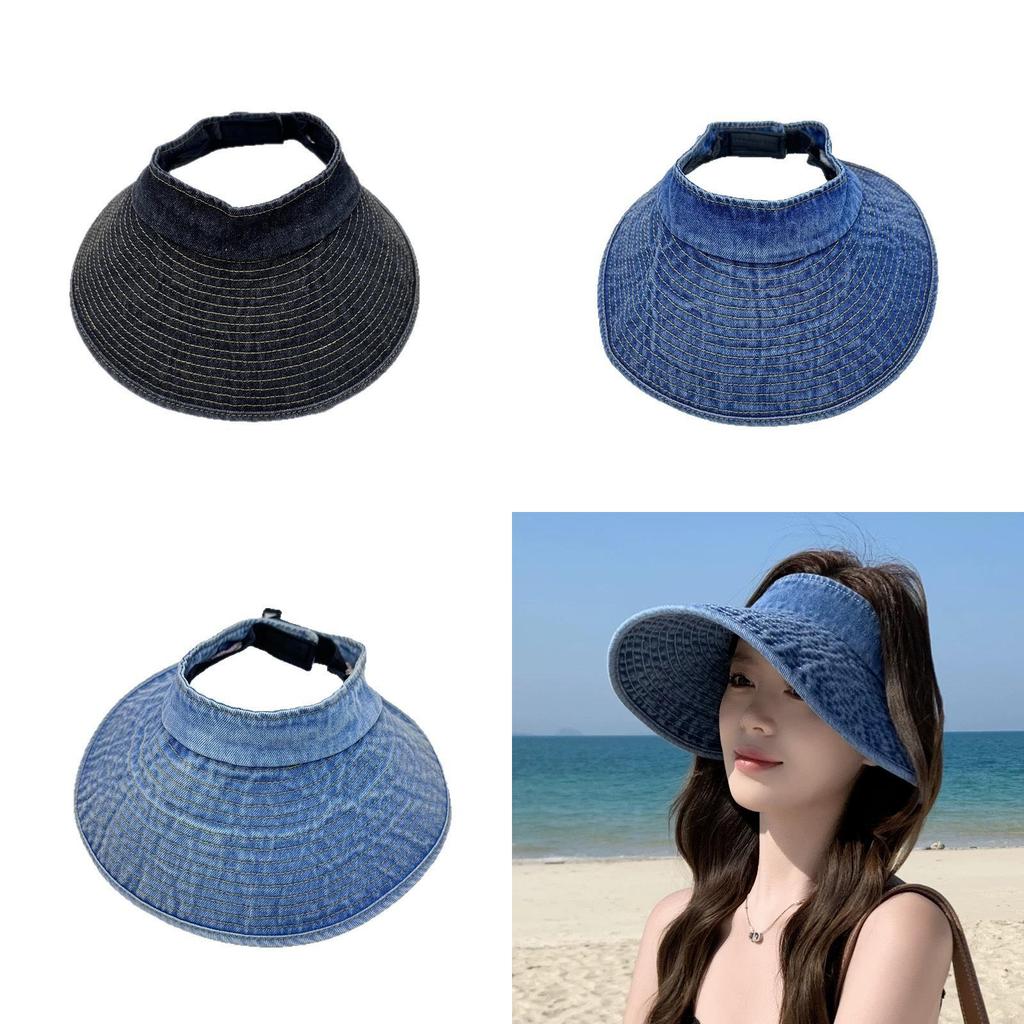 Denim Bucket Hat Summer Outdoor Sun Protection With Wide Brim For Women