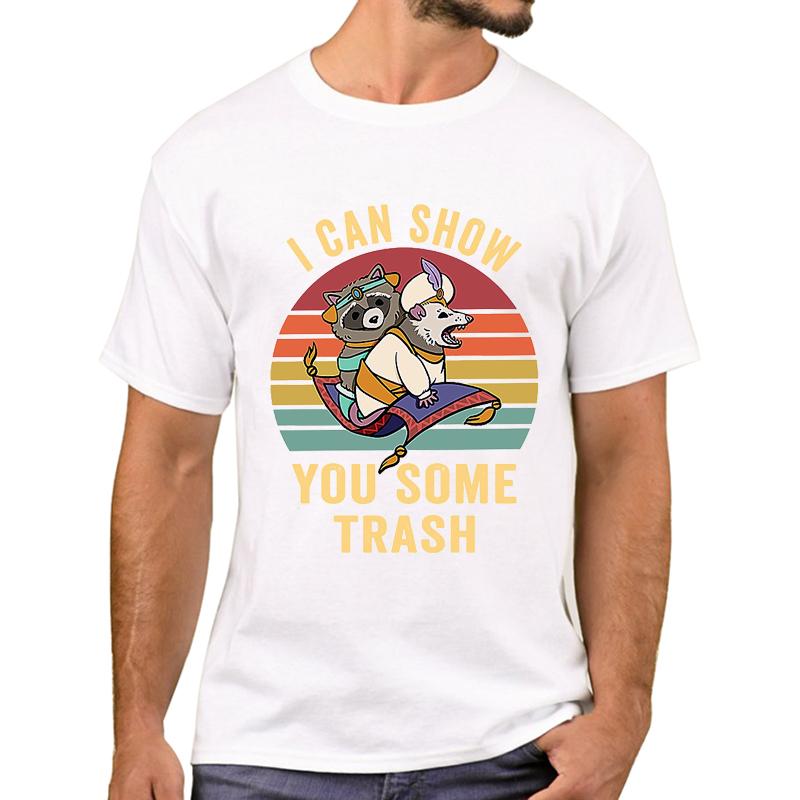 TEEHUB Hot Hipster I Can Show You Some Trash Men T-Shirt Funny Raccoon Printed T Shirts Short Sleeve Tshirts Cool Tee S