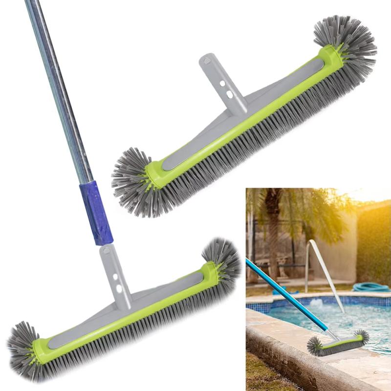 1 Piece Universal Pool Wall Steps Corner Cleaning 45CM Heavy Duty Aluminum Pool Brush Head With 7 Rows Nylon Bristles
