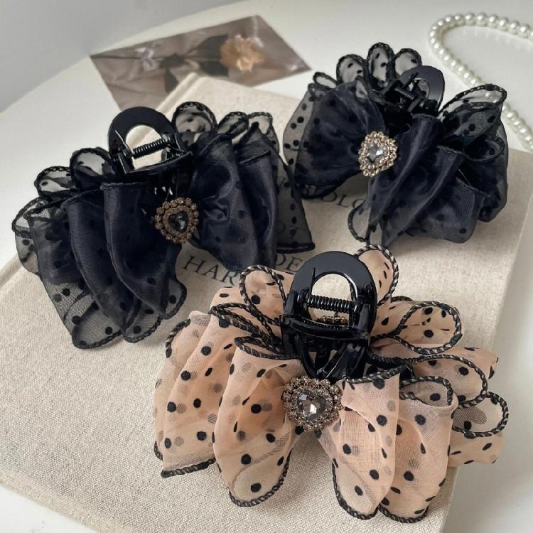 Charm Butterfly Hairpin Polkas Dots Meshes Hair Clip Multipurpose Hair Clamp for Women and Girls