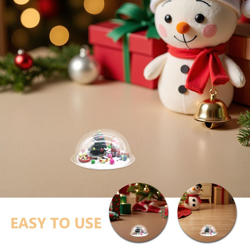 20Pcs Clear Plastic Fillable Snow Globe Domes DIY Ornament Hemisphere Covers Creative Christmas Village Decorations Craft