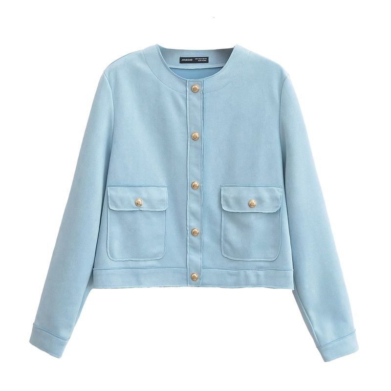Kaslead New Arrival Women's Clothing Fashion Style Fashion Suede Texture Long Sleeves Short Jacket 4968200