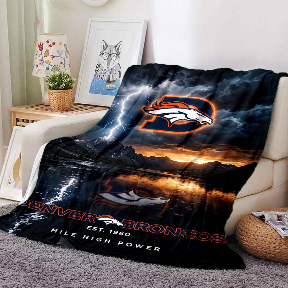 Denver Broncos Print Flannel Blanket High Quality Warm Comfortable Cover for All Seasons Perfect for Gifts Home Decor