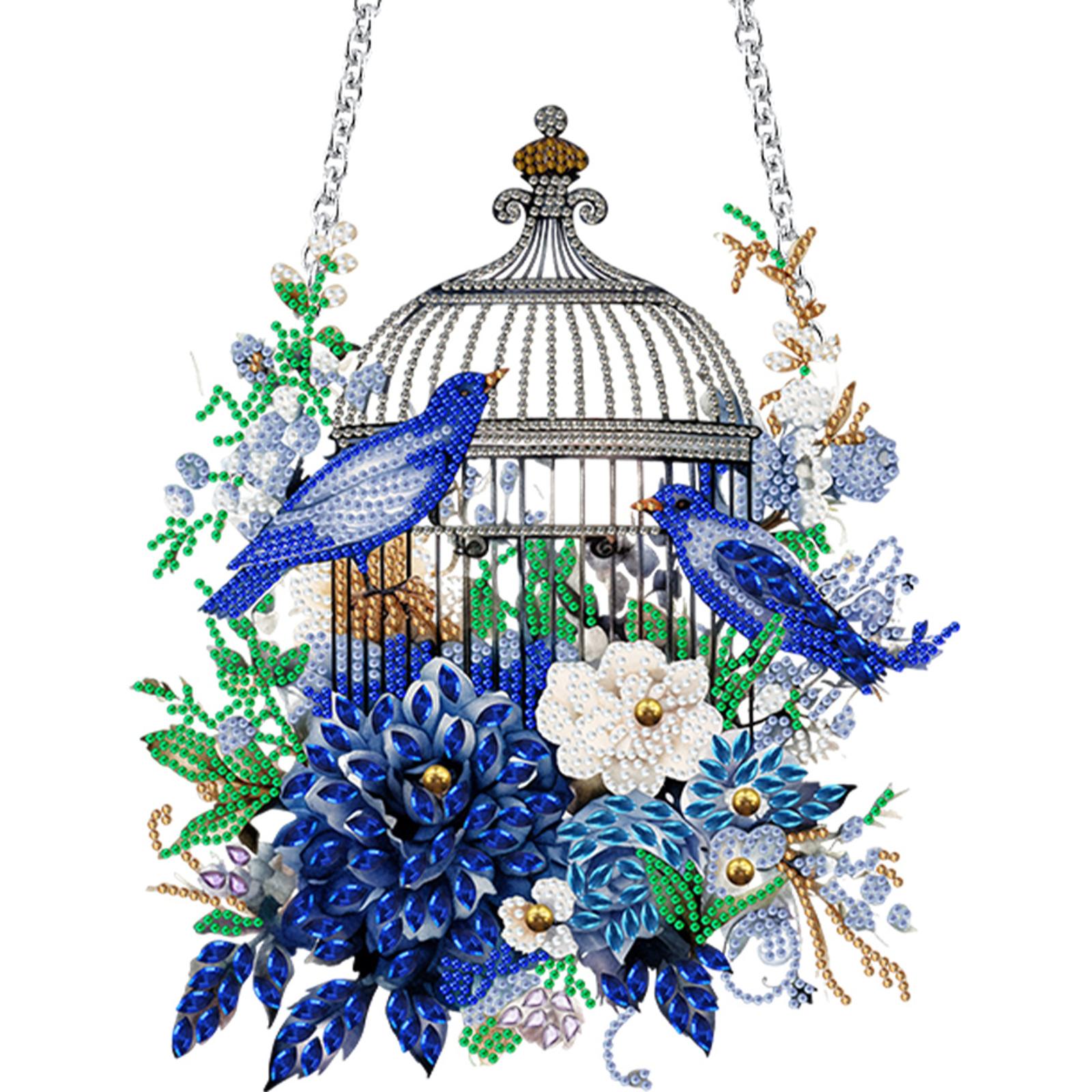 

Flower Birdcage 2D Flat DIY DIY Diamond Painting Ornaments Special Shape Crystal Painting Ornament Wall Decor for Home & Windows