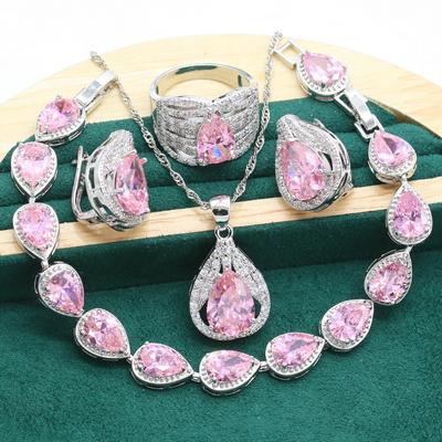 אופנת גברת רומנטית דרגה גבוהה בגדי יוקרה קלה אביזרים סט שלם של סט תכשיטים גבירות יהלומים אטמוספרי