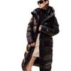 Black and Gold Duck Down Glossy Down Jacket Women's Hot Sale Medium and Long Couples Thickened Knee Leave-in Jacket