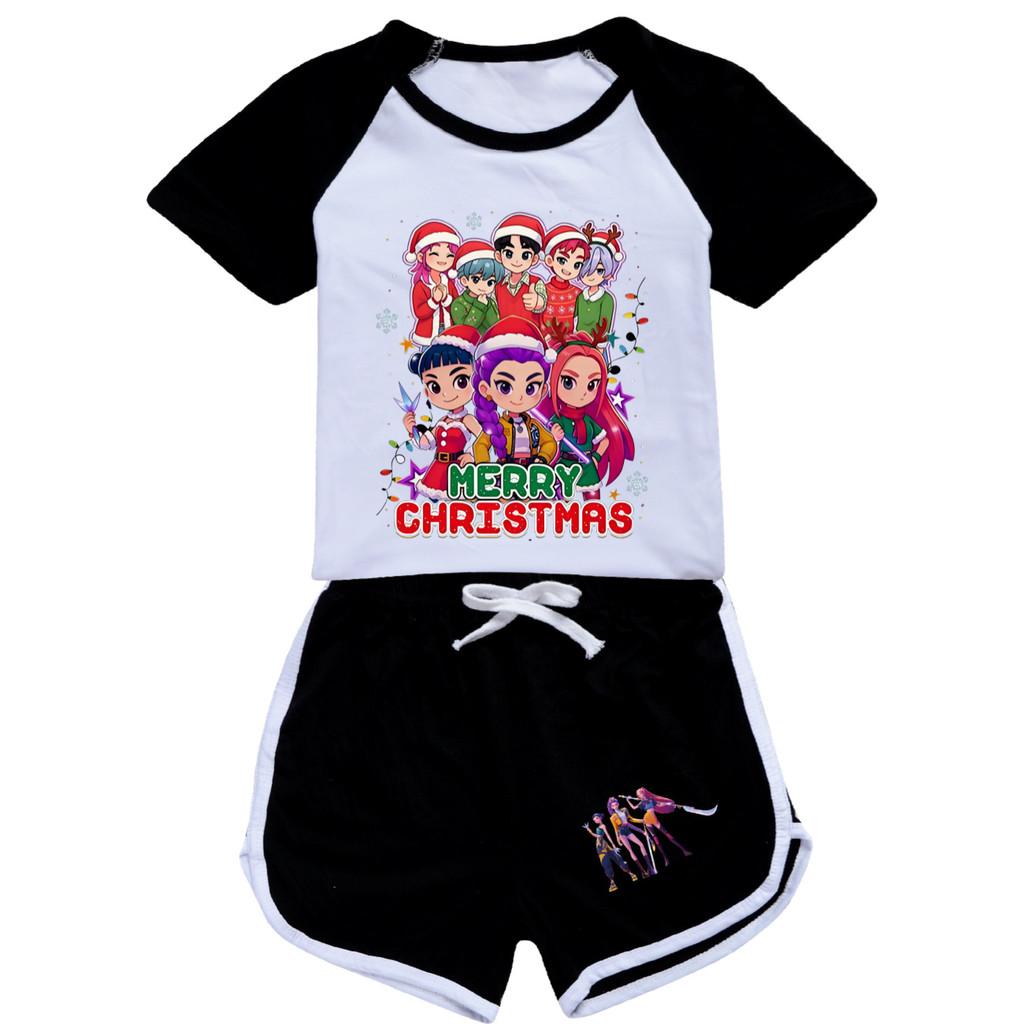 5099 Kids Girls Christmas POP Rumi Zoey Mira Print T-shirt Shorts Sport Tracksuit Clothes Set