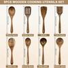 Durable Wooden Kitchen Utensil Set 8pcs - Anti-Scald Non-Stick Cooking Tools Multi-Purpose Wood Spoons And Spatulas Cookware Kit