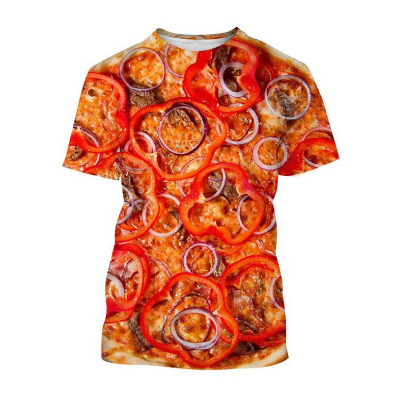 Sausage Pizza Pattern T Shirt Men Food 3D Printed Tees Summer Casual Round Neck Unisex Oversized Tops Short Sleeves T-Shirts
