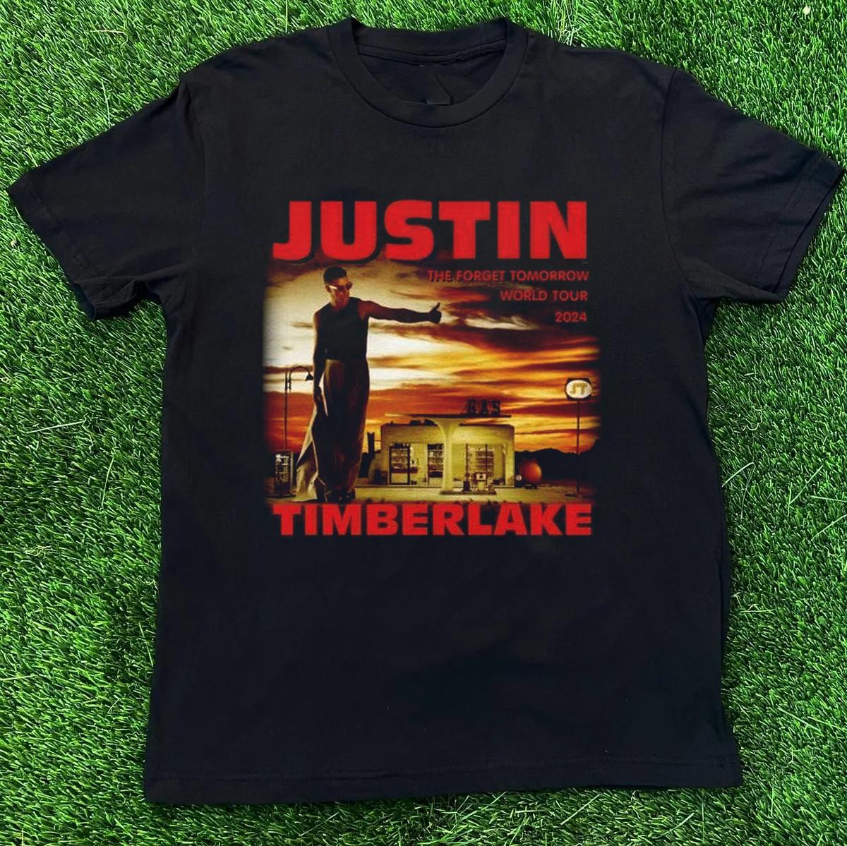 2024 Justin Timberlake Tour Shirt Short Sleeve Cotton Black All Size Shirt YA101 S