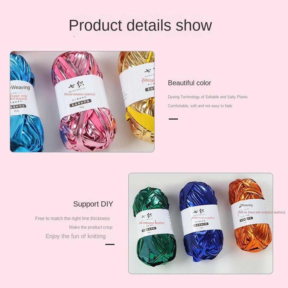 Shiny Faux Leather Yarn Elastic Crochet Yarn Craft Supplies Knitting Yarn  Sewing