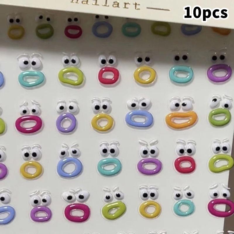 1 Pcs Cute Kawaii Nails Stickers Creative Funny Mouth Monster Nail Art Sticker Fashion Diy Waterproof Peelable Nail Stickers