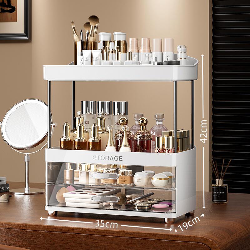 High-End Skincare and Makeup Organizer: Large Capacity Cosmetic Storage Box and Dressing Table Rack