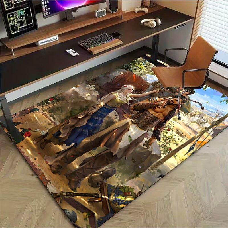 1pc Fire and Blood Office Carpet Chair Mats, Home Decor Mat Fantasy Theme Mat Durable Mat, Dragon Decor,Suitable for fantasy theme lovers