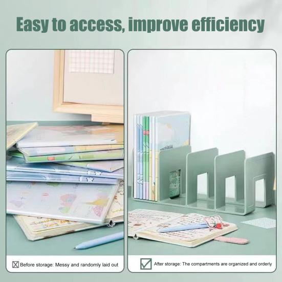 Organisateur de Bureau Boodend Support de Livres avec 4 Compartiments Verticaux Plastique