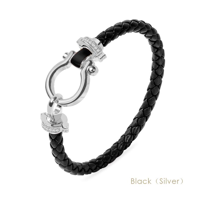 MOONLIGHT Women's Classic Horseshoe Shape Bracelet Genuine Braided Leather Bracelet Female Jewelry Present 11 Colors