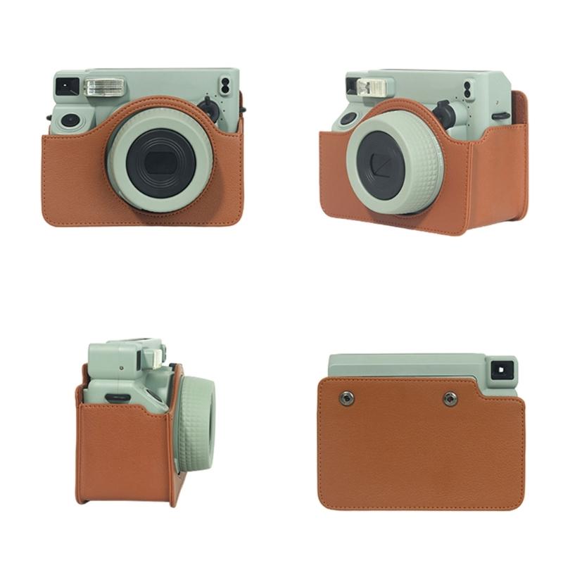 Etui na aparat PU skórzane miękkie silikonowe etui torba na aparat na film szerokoformatowy 400 z paskami na ramię