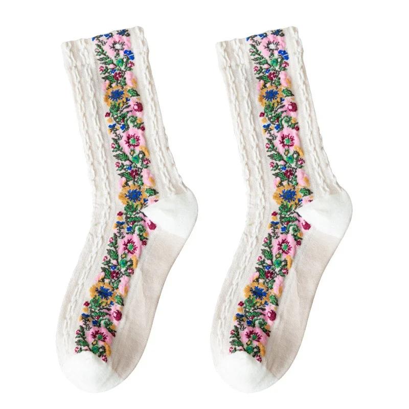 Fashion Classical Women's Flowers Dress Socks Famale Cute Spring and Autumn for Women Cute Socks Creative Gifts Accessories