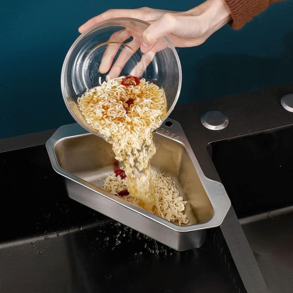 Triangle Shape Stainless Steel Sink Drain Basket Triangular Sink Filter  Cutlery Storage
