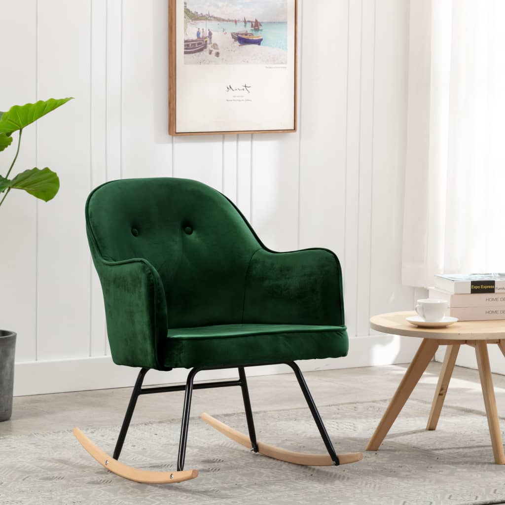 Rocking Chair Dark Green Velvet
