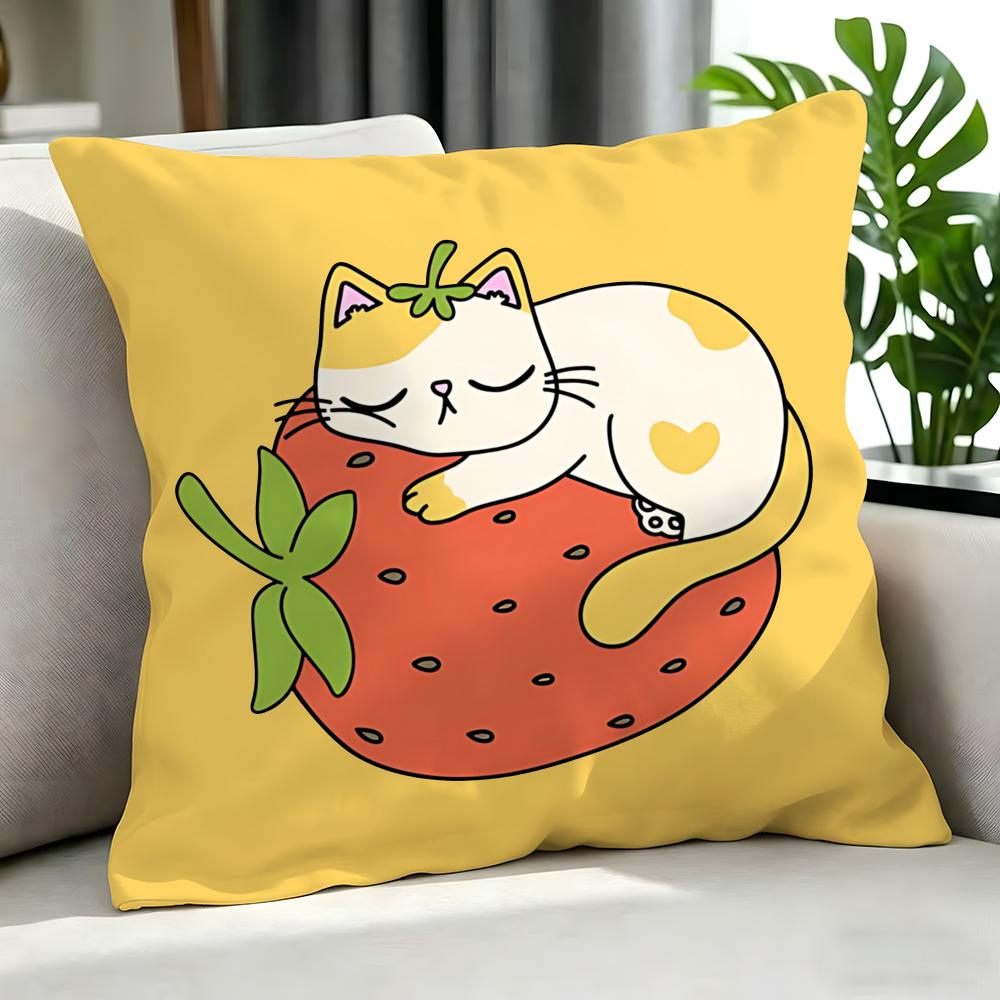Cute SStrawberry Cat Cushion Cover Cushion Cover Set Pcs x x x Pillowcase Decorative Sofa Home Decor