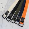 Double Buckle Canvas Cloth Label Belt Men'S And Women'S Trendy Teen Jeans Belt