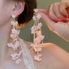 Silver Needle with Diamond Fabric, Flower Fringed Earrings, Sweet and Gentle Stud Earrings, Femininity, Versatile Earrings, Niche and High-end Sense