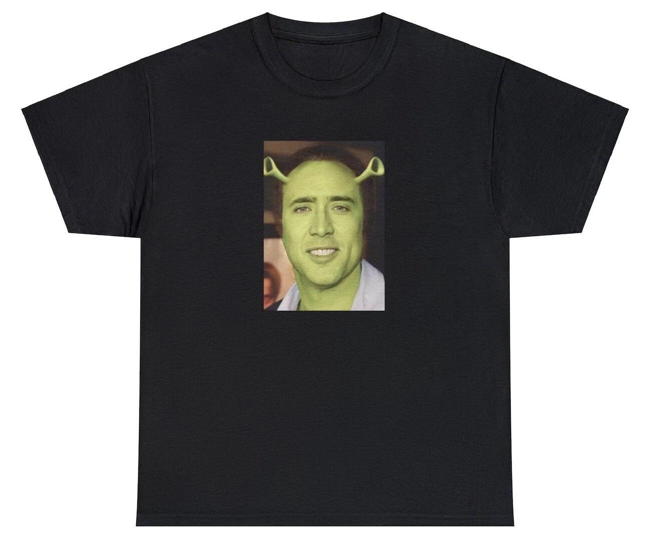 Shrek Cage T Shirt Funny Sarcastic Nicolas Nick Cage Movie Parody Humor Tee XXXXL