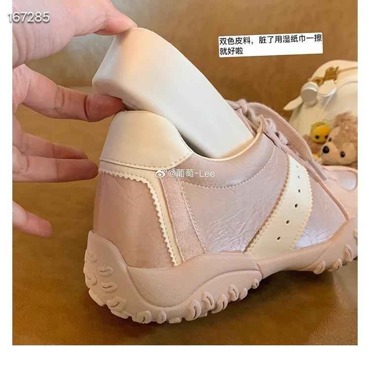 Small Exclusive~ 7cm Height Increase Casual Moral Training Shoes 2025 Spring Leather Comfortable Lace-up Ballet Dad Shoes