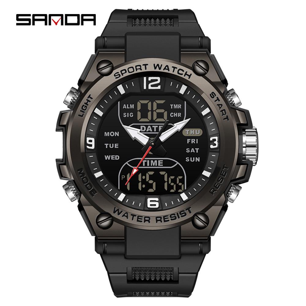 SANDA SD6252 Student Watch For Outdoor Sports Multifunctional Waterproof Should Be LED Men's Electronic Clock