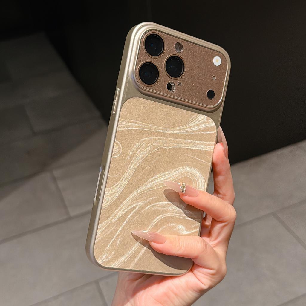 Applicable to iPhone17Promax second change mobile phone case water wave leather pattern AG electroplating matte Apple 16 all-inclusive