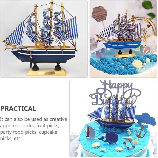 Graduation Sailing Boat Cake Topper - Decorative Boat Shape Cake Ornament for Party Celebrations, 5.51 X 5.11 X 1.57 Inches, Reusable Synthetic