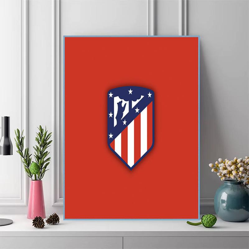 Atletico Madrid Football Crest 100% Round Full Drill 5D DIY Diamond Painting Embroidery Cross Stitch Rhinestone Decor