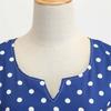 Retro Women's V Neck Short Sleeve Polka Dot Print Lace Up Waist Dress