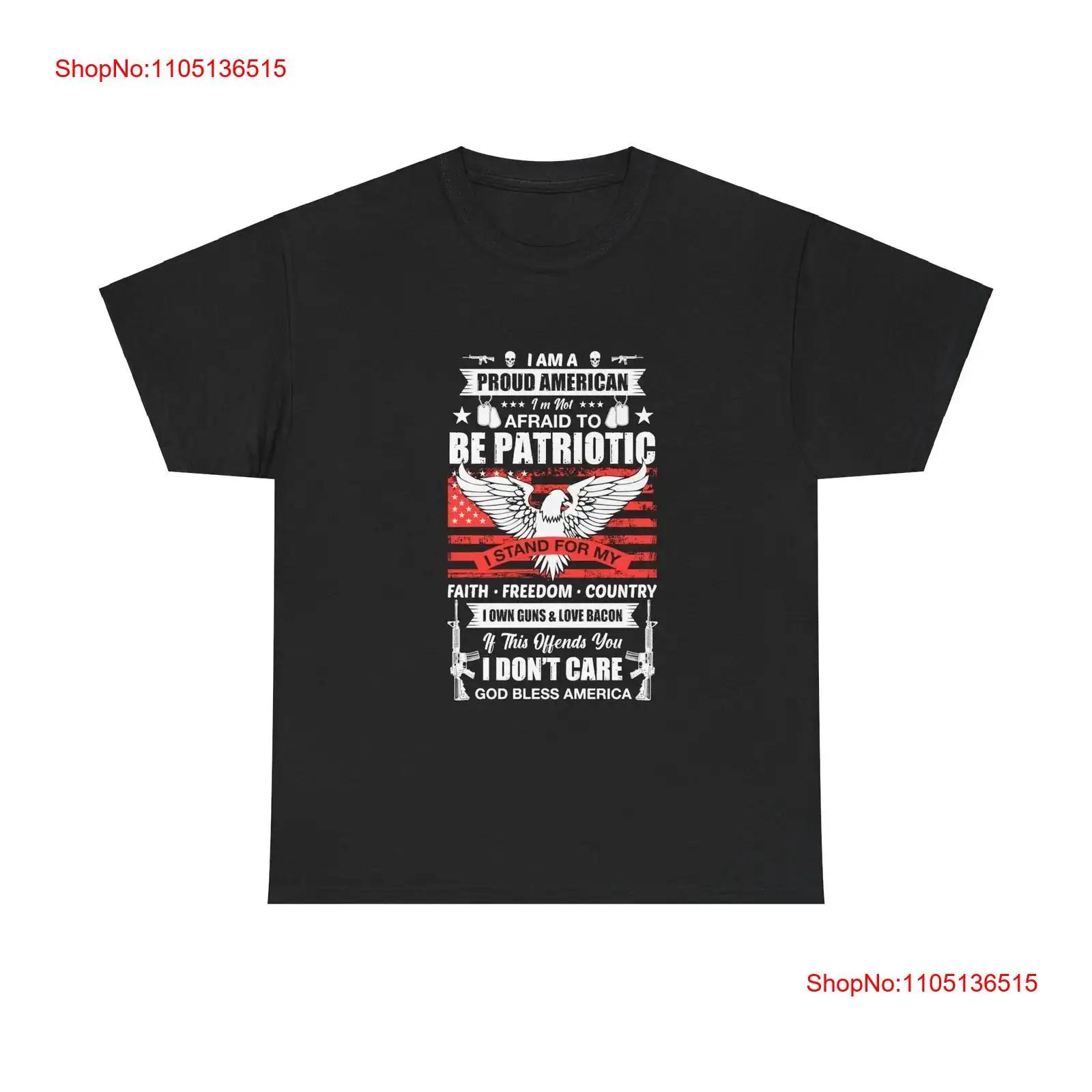 Proud American Patriotic Love Guns And Bacon Heavy Cotton T Shirt vintage Washed homme Comfortable streetwear graphic Stylish S разноцветный