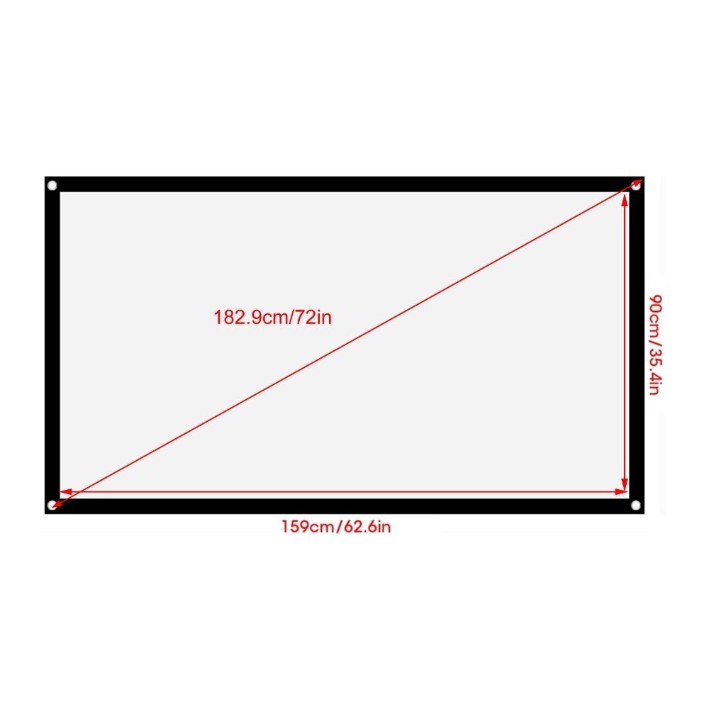 Soft 16:9 Thicken Projector Screen Polyester White Portable Projector Screen Foldable Non Crease Projection Screen
