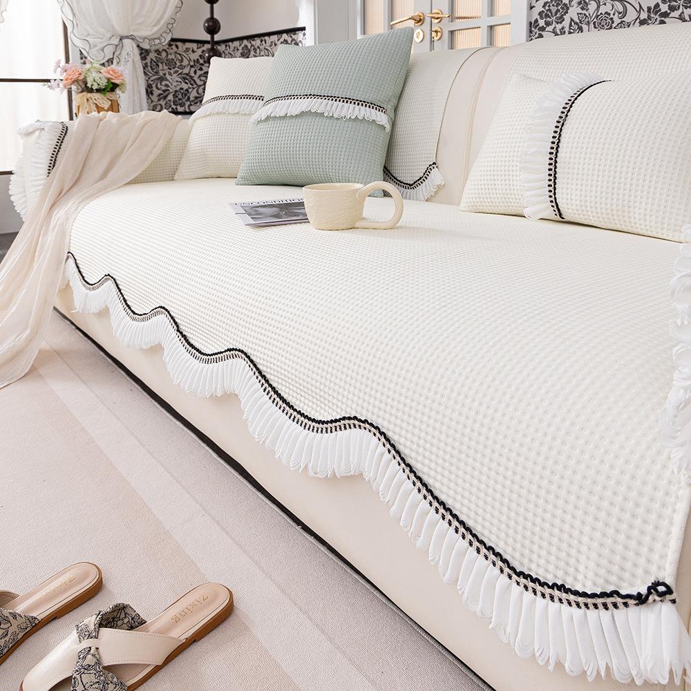 Summer Special-Shaped Cool Knitted Straight Row Sofa Cushion  New High-Grade Seat Cushion Non-Slip Light Luxury Cover Backrest Towel
