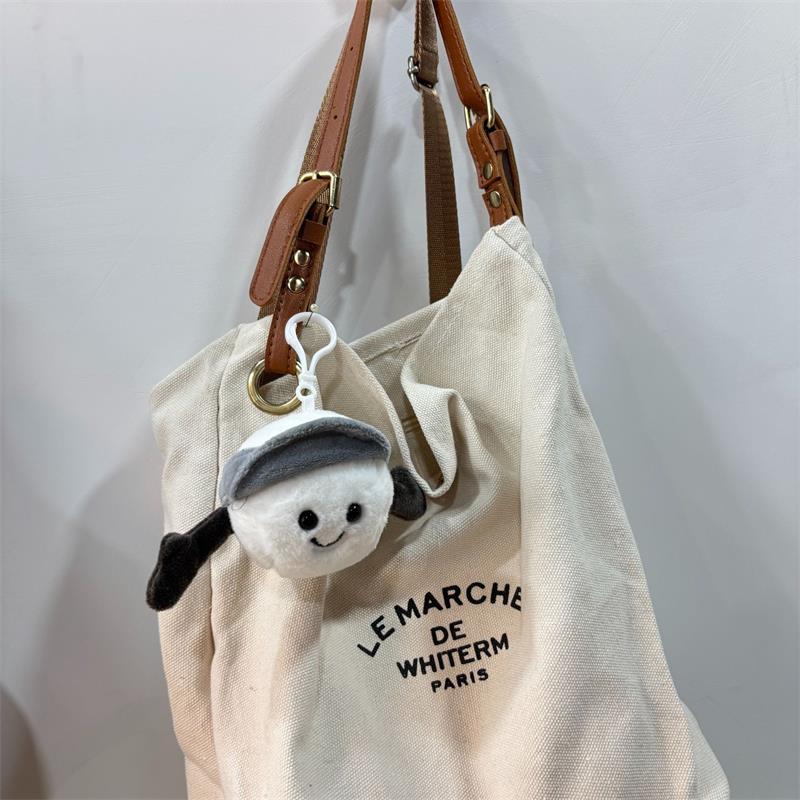 Niedlicher Lustiger Grauer Hut Golfball Plüschpuppe Stofftier Schlüsselanhänger Anhänger Rucksackanhänger Taschenanhänger Stoffpuppe Süßes Mädchen Geschenk