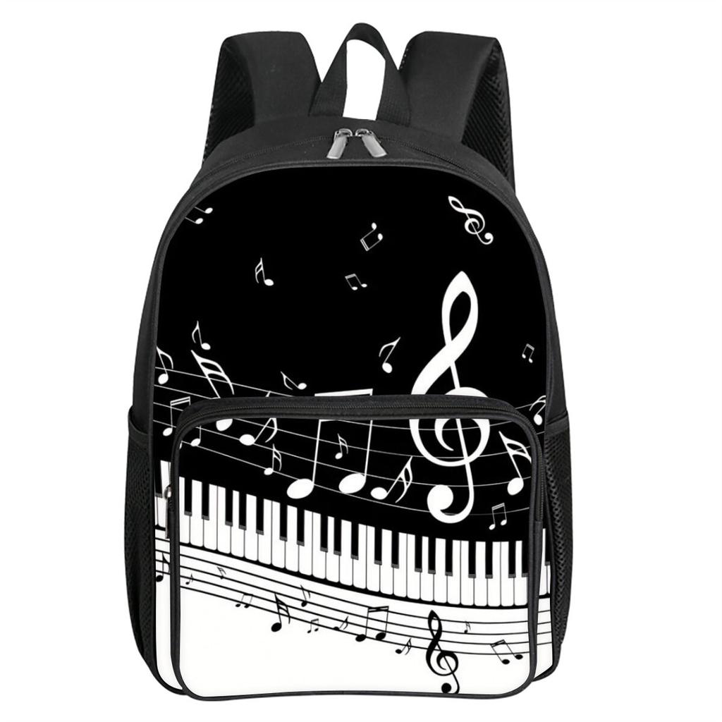 Muzieknoot Print Vierkante Voorvak Rugzak Rits Grote Capaciteit voor Jongens/Meisjes Beste Cadeau 2D Cartoon Kinderen Schooltas