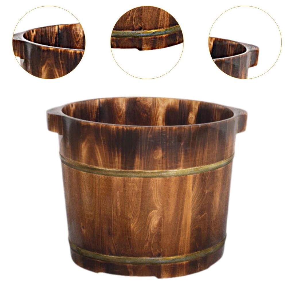 Wood Foot Bath Tub Deep Large Capacity Feet Soaking Tub Foot Wash Bucket Foot Bath Barrel for Bathroom Home Foot SPA Adults