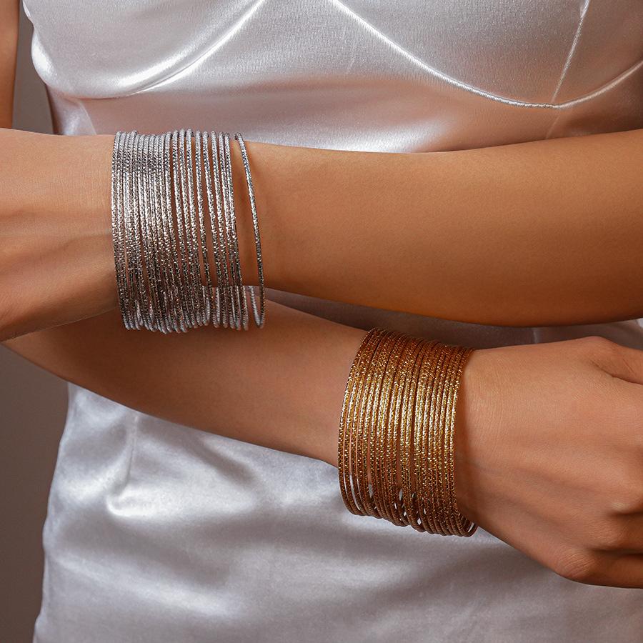 20-Piece set of exaggerated multi-layer circle bracelets, simple geometric bracelets